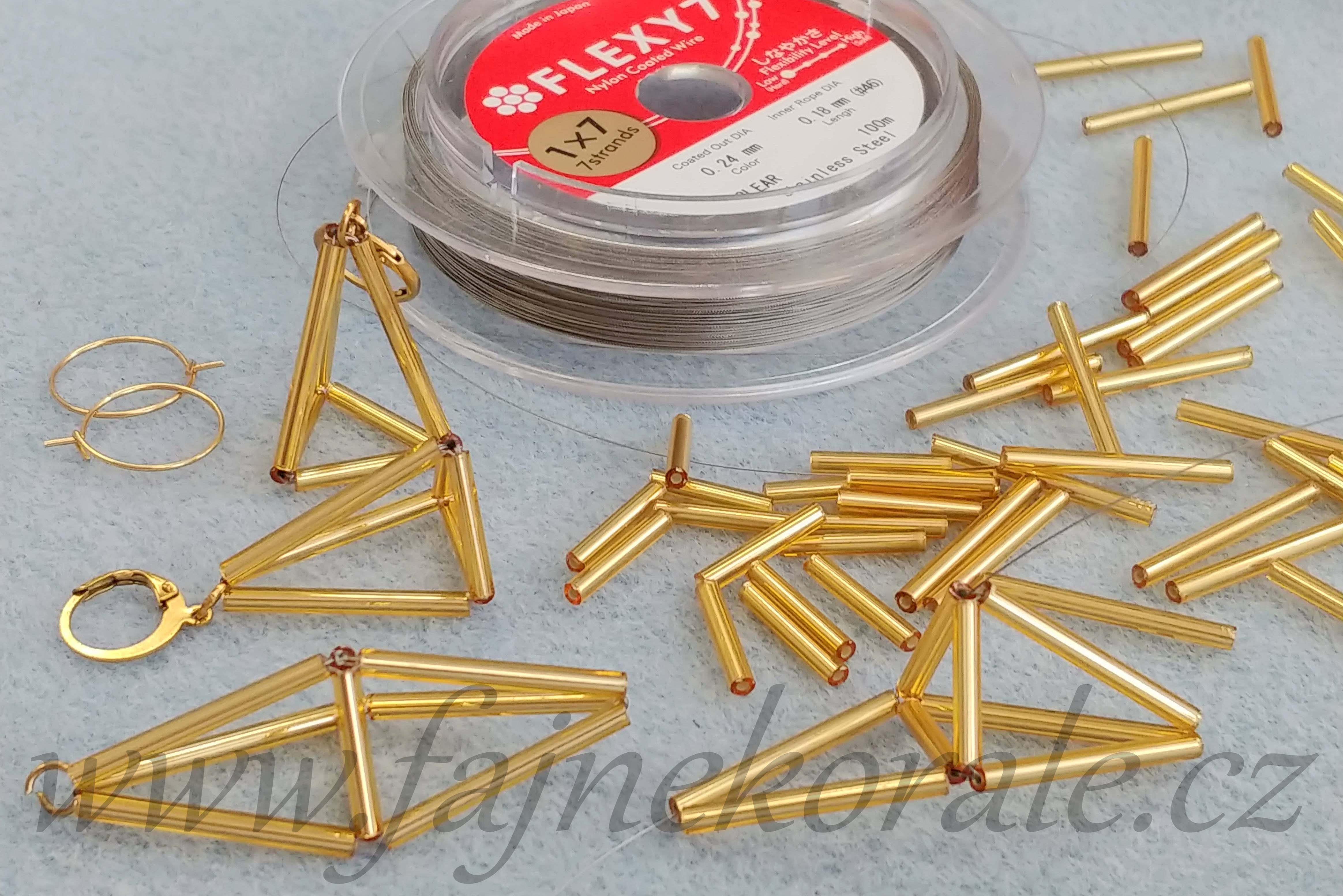 Ocel-nylonové lanko FLEXY7 průměr 0,24 mm, barva transparentní/ocel - volný svitek 5 m