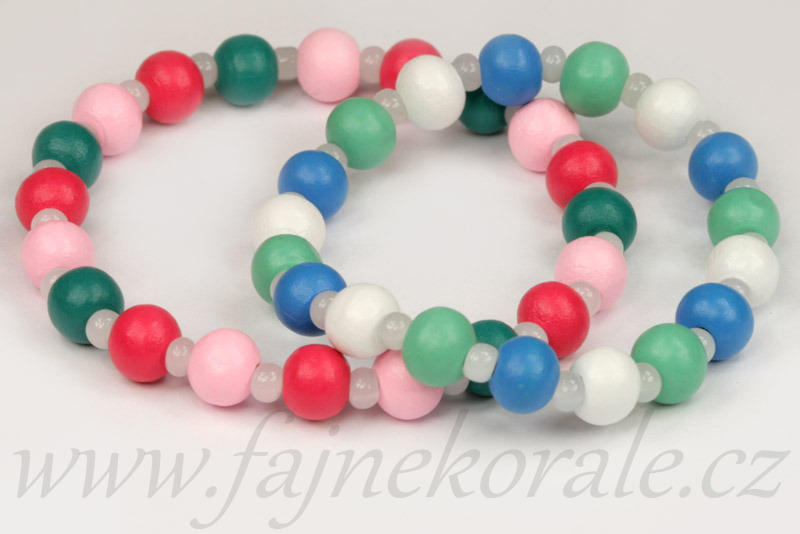 Dřevěné korálky lakované, kulička 8 mm, 10 g (65-70 ks) - zelený tyrkys