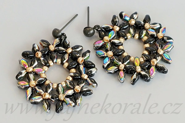 Náušnicová puzeta 5 mm půlkulatá, galva černý zinek, 1 pár (ČR)