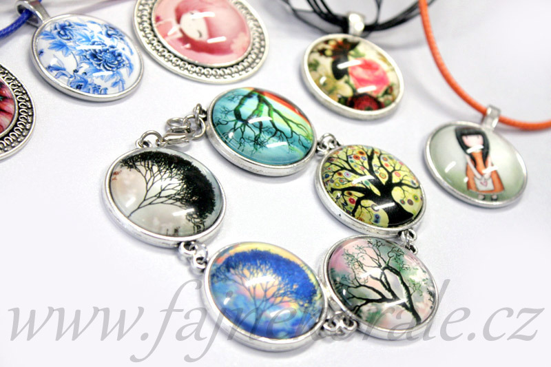 Kotlík kulatý se 2 očky pro kabošon o průměru 25 mm, 1 ks - hladký, starostříbro