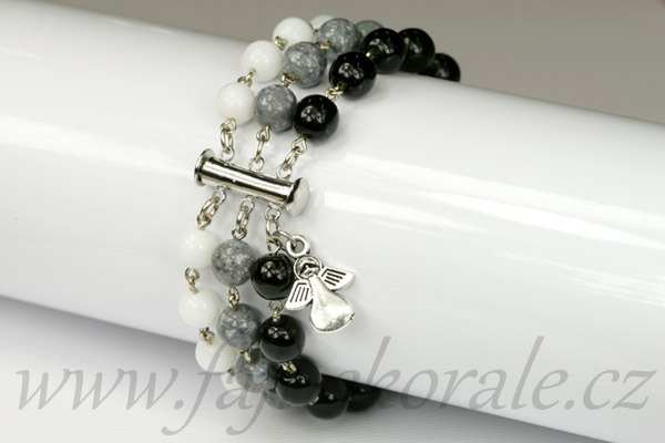 Magnetické zasunovací zapínání 3-řadé, 20x10 mm vč. oček, galva platina, 1 ks