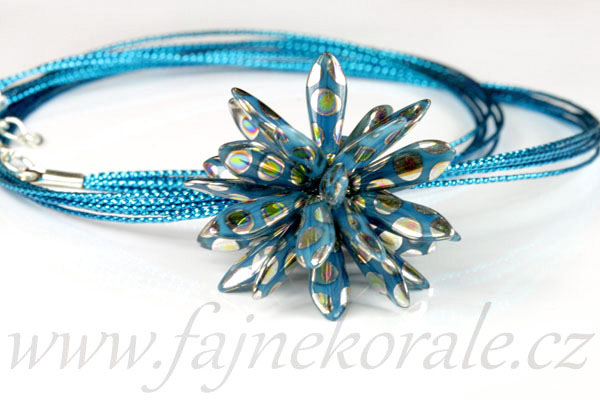 Lurexový náhrdelník ze 6ti šňůrek, délka 50 + 5 cm, barva červená, 1 ks