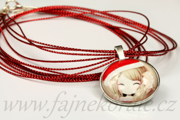 Lurexový náhrdelník ze 6ti šňůrek, délka 50 + 5 cm, barva růžová, 1 ks