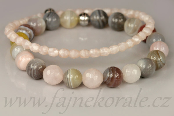 Minerální korálky - kulička 8 mm, 1 ks - achát Botswana (vzorovaný)