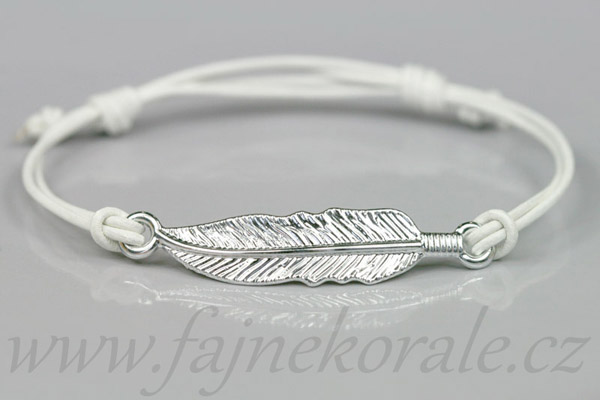 Kovový mezidíl peříčko 44x10x2 mm, galva platina, 1 ks