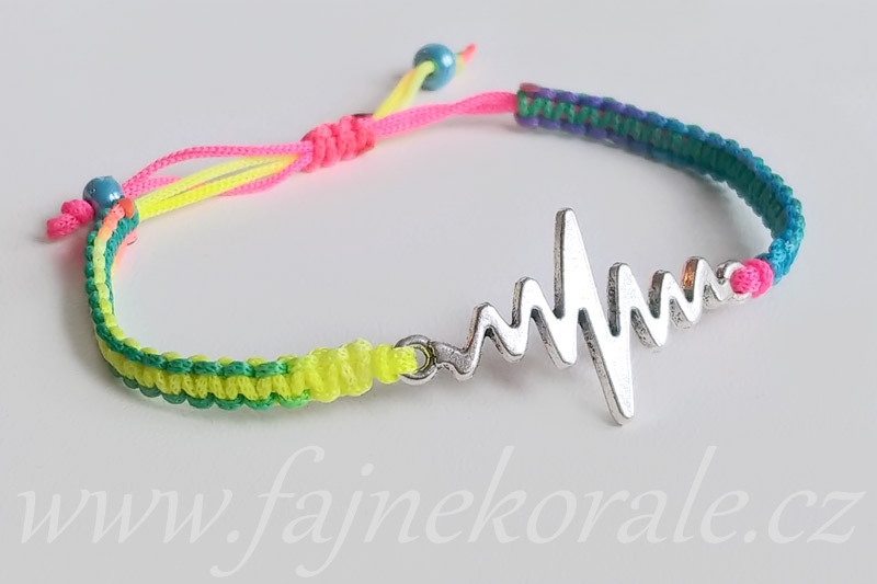 Mezidíl křivka srdečního tepu 34x18 mm, galva starostříbro, 1 ks