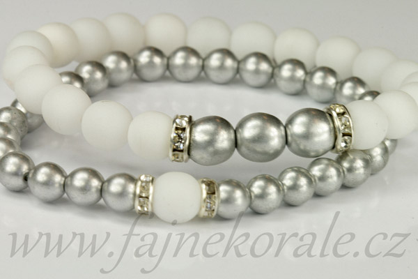 Šatonová rondelka 5 mm, barva stříbrná + šatony krystal, 10 ks