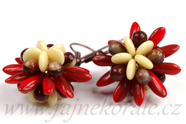 Mačkané jazýčky 3x11 mm, 35 ks - žíhaná vínově červená