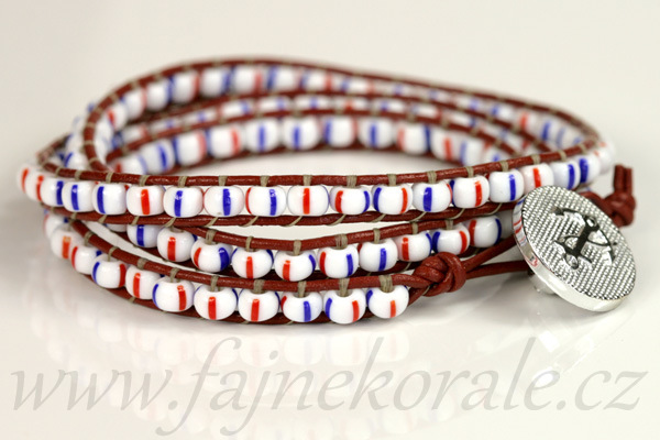 PRECIOSA rokajl 6/0 (3,7 - 4,3 mm) RH, bal. 50 g - bílá křída, červené proužky