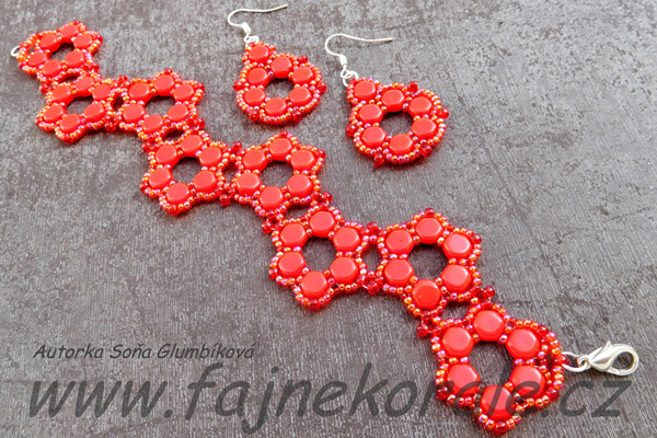 Dvoudírový hexagon (honeycomb) 6 mm, 30 ks - sytá korálově červená