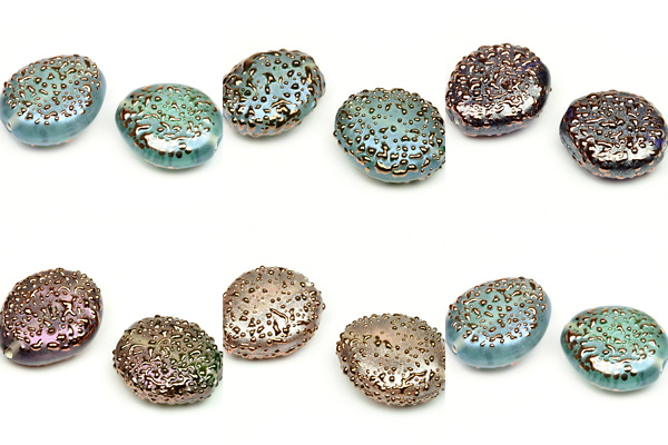Vinutá perle Cu špígl, oválek 17x15 mm, 1 ks (více barev)
