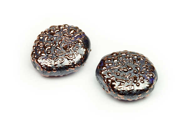 Vinutá perle Cu špígl, oválek 17x15 mm, 1 ks (více barev)