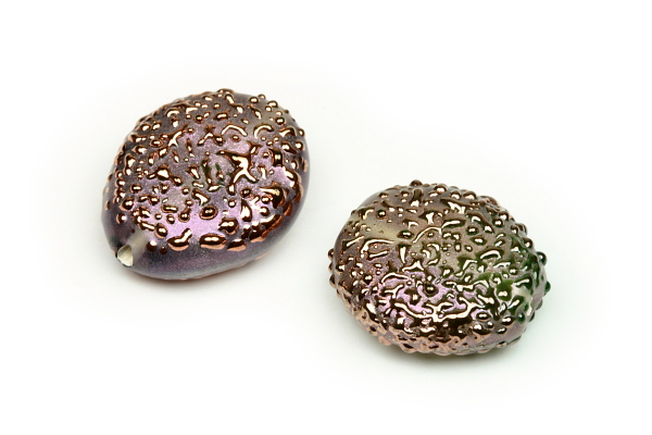 Vinutá perle Cu špígl, oválek 17x15 mm, 1 ks (více barev)