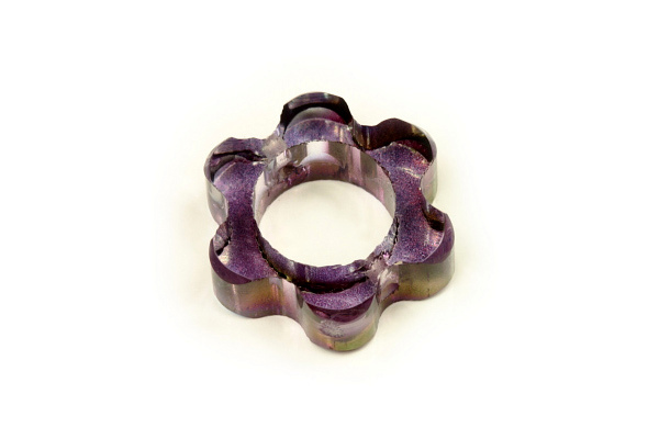 Řezaná květina - originál, 21x8 mm, 1 ks - transparentní ametyst s listrem