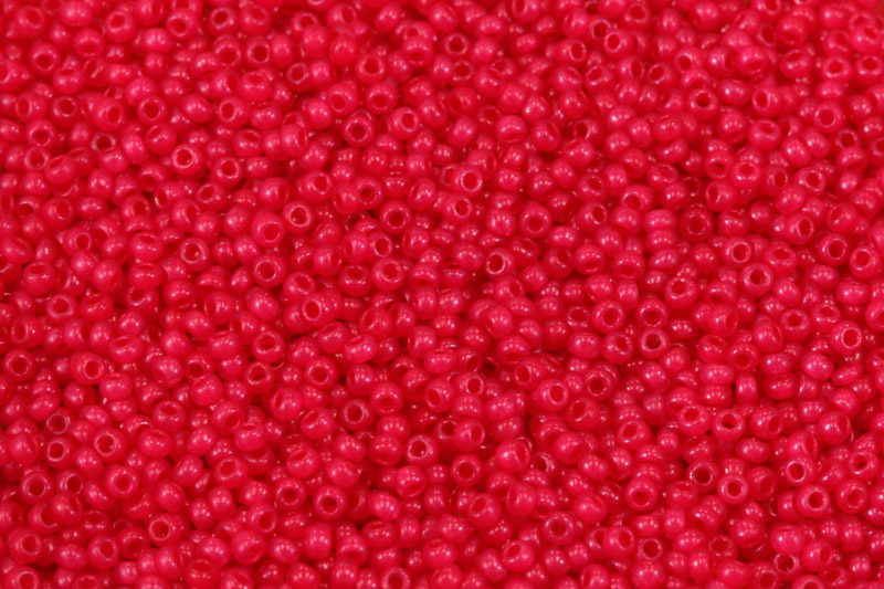PRECIOSA rokajl 10/0 (2,2 - 2,4 mm) RH, bal. 50 g - červenorůžová, solgel alabastr