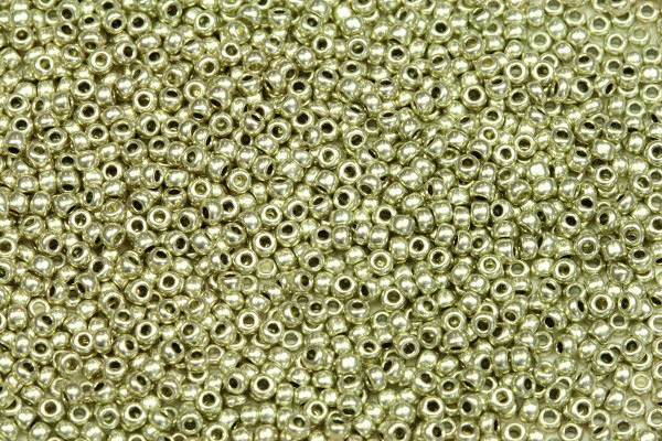 PRECIOSA rokajl 10/0 (2,2 - 2,4 mm) RH, bal. 50 g - metalický pokov, starostříbro