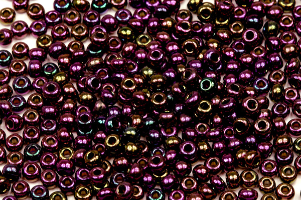 PRECIOSA rokajl 6/0 (3,7 - 4,3 mm) RH, bal. 50 g - červený iris (metal. fialová)