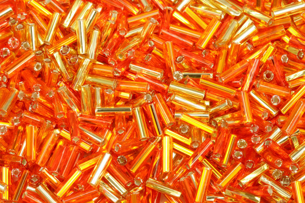 PRECIOSA Bugles, čípky 3" (6,8 mm), bal. 50 g - zlato-oranžový mix
