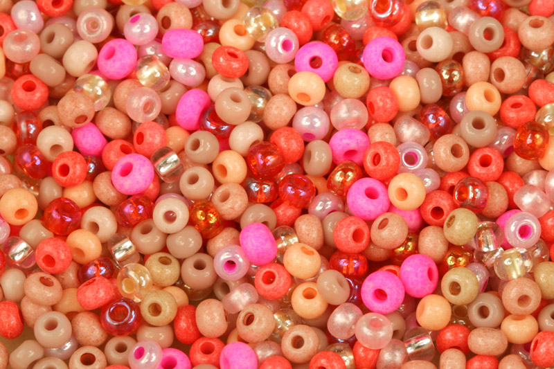Rokajl Preciosa MIX 6/0 (3,7 - 4,3 mm), bal. 50 g - oranžovo-růžový mix