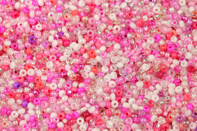 PRECIOSA rokajl MIX 10/0 (2,2 - 2,4 mm), bal. 50 g - bílo-růžový mix