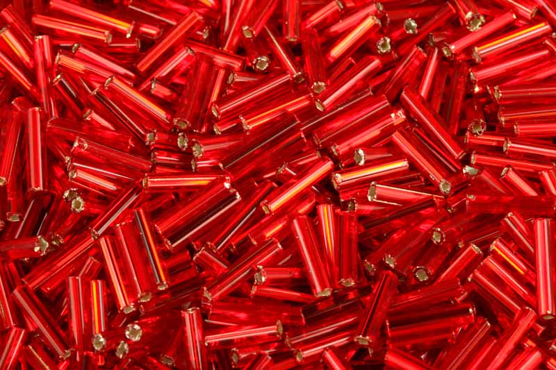 PRECIOSA Bugles, čípky 4" (9 mm) rovná SH, bal. 50 g - transp. červená rubín, SL