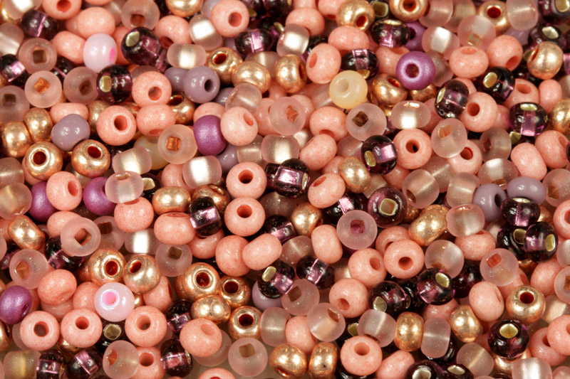 Rokajl Preciosa MIX 6/0 (3,7 - 4,3 mm), bal. 50 g - hnědo-růžový mix