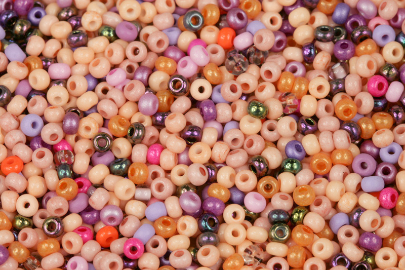 PRECIOSA rokajl MIX 8/0 (2,8 - 3,2 mm), bal. 50 g - fialovo-oranžový mix
