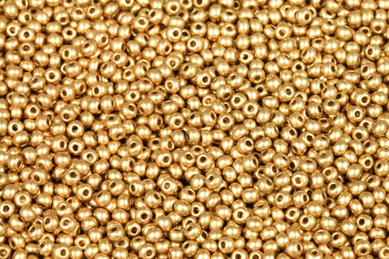 Rokajl Preciosa 9/0 (2,4 - 2,8 mm) RH, bal. 50 g - matná zlatá, bronze gold
