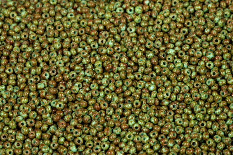 Rokajl Preciosa 11/0 (2,0 - 2,2 mm) SH, bal. 50 g - travertin na syté zelené