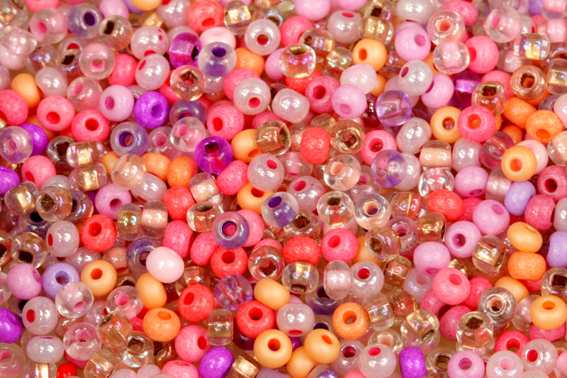 Rokajl Preciosa MIX 6/0 (3,7 - 4,3 mm), bal. 50 g - oranžovo-fialovo-růžový mix