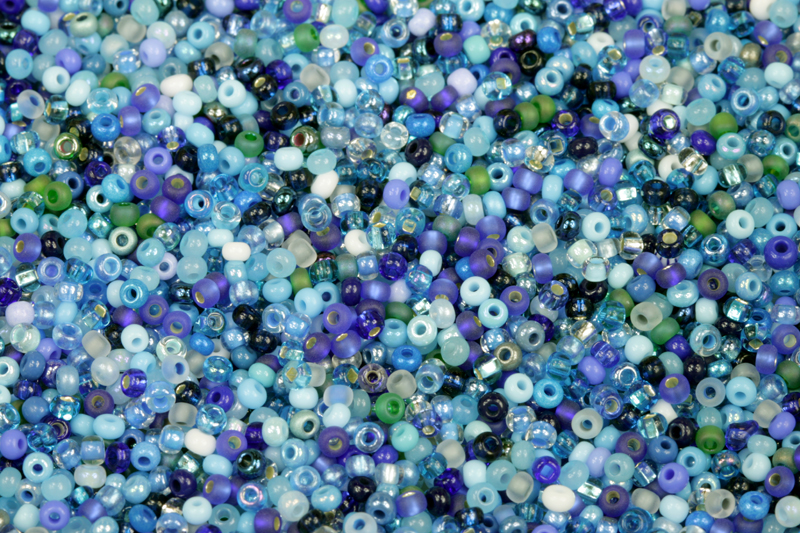 PRECIOSA rokajl MIX 10/0 (2,2 - 2,4 mm), bal. 50 g - modrý mix