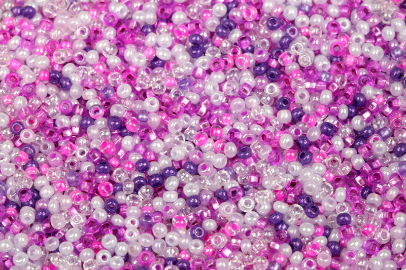 PRECIOSA rokajl MIX 10/0 (2,2 - 2,4 mm) RH, bal. 50 g - růžovo-fialový mix