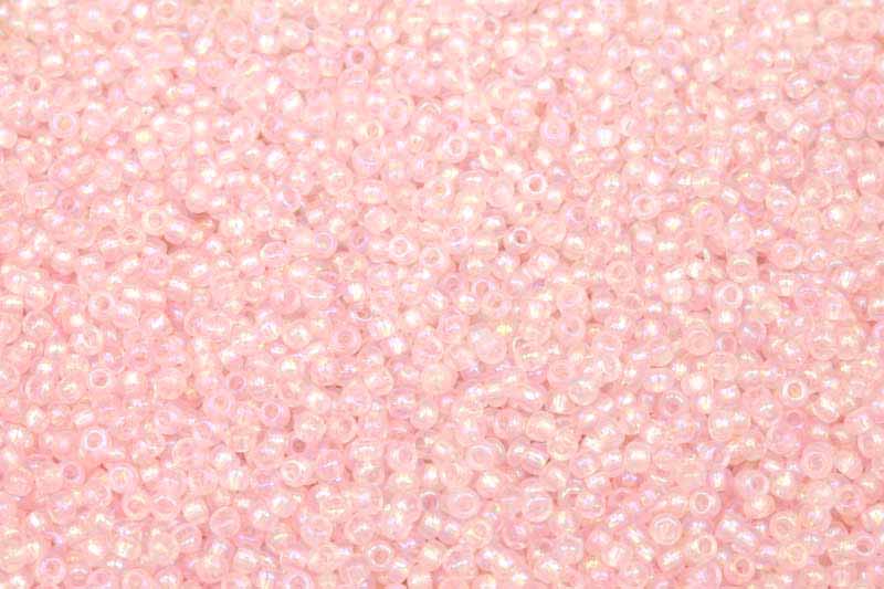 PRECIOSA rokajl 10/0 (2,2 - 2,4 mm) RH, bal. 50 g - barv. krystal, světle růžová, rainbow