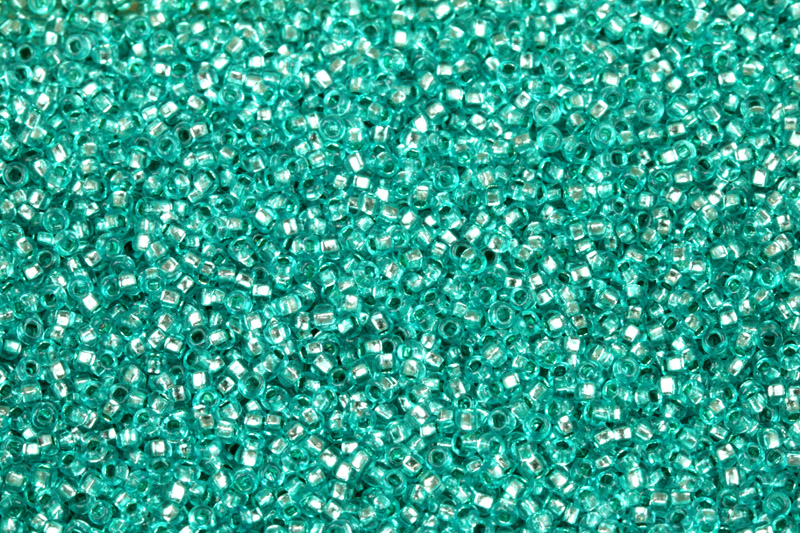 PRECIOSA rokajl 11/0 (2,0 - 2,2 mm) SH, bal. 50 g - zelená, solgel na krystalu, SL
