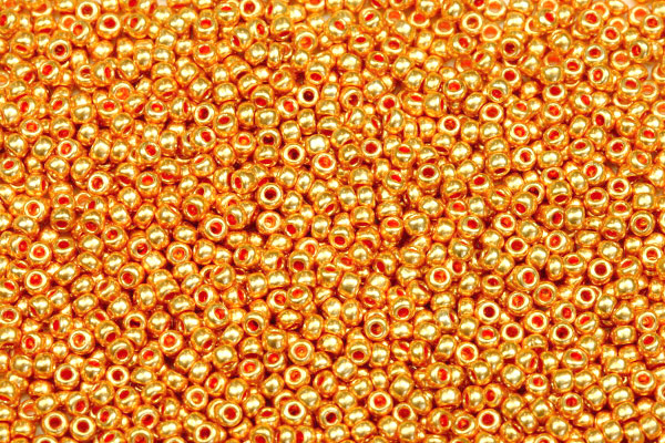 PRECIOSA rokajl 10/0 (2,2 - 2,4 mm) RH, bal. 50 g - metalická oranžovozlatá