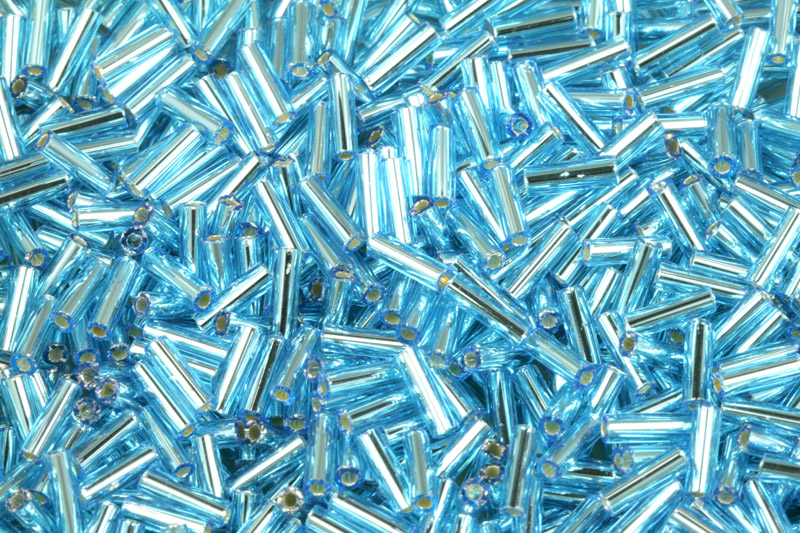 PRECIOSA Bugles-RH, čípky 3" (6,8 mm), bal. 50 g - transp. světlá akvamarínově modrá, SL