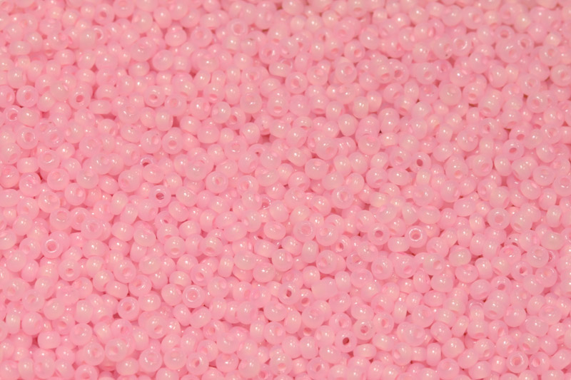 PRECIOSA rokajl 10/0 (2,2 - 2,4 mm) RH, bal. 50 g - růžová baby pink, solgel alabastr