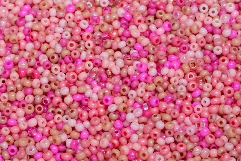 PRECIOSA rokajl MIX 11/0-10/0 (2,0 - 2,4 mm), bal. 50 g - růžový mix
