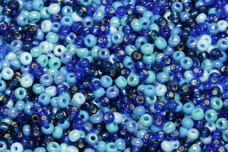 PRECIOSA rokajl MIX 8/0 (2,8 - 3,2 mm), bal. 50 g - modrý mix