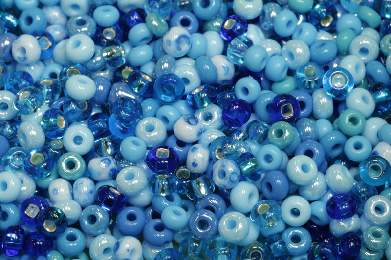 PRECIOSA rokajl MIX 6/0 (3,7 - 4,3 mm), bal. 50 g - modrý mix