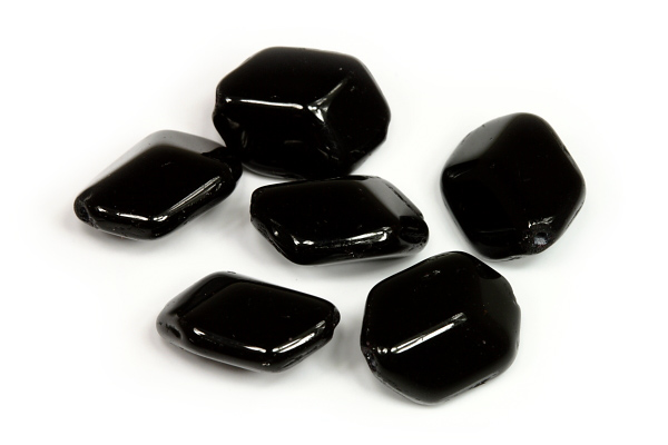 Mačkaný šestistěn 14x10 mm, 12 ks/16 cm - sytá černá