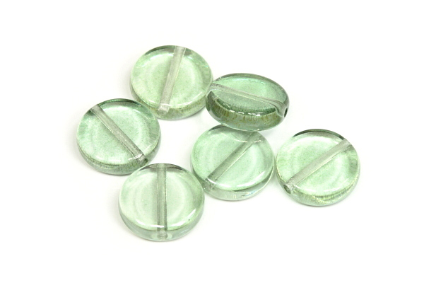 Mačkaný penízek 10 mm, 16 ks/16 cm - zelený listr na krystalu