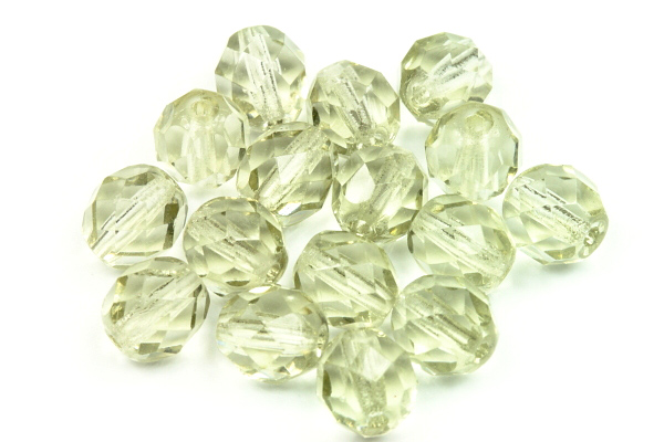 Broušená kulička ohňovka 8 mm, 20 ks/16 cm - transp. světle kouřově šedá (black diamond)