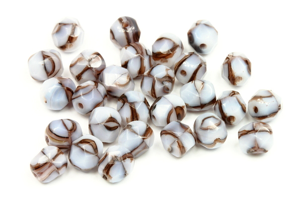 Broušená kulička "ohňovka" 6 mm, 27 ks/16 cm - hnědý achát