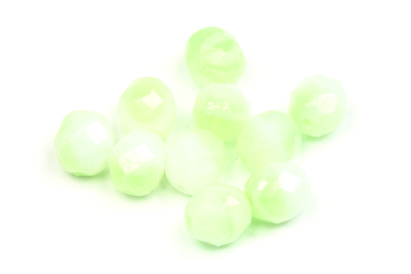 Broušená kulička ohňovka 8 mm, 21 ks/16 cm - sytá zeleno-bílá žíhaná