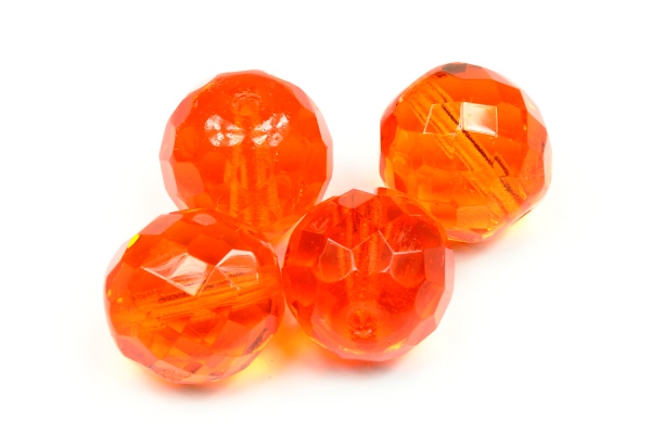 Broušená kulička ohňovka 14 mm, 12 ks/16,8 cm - transparentní oranžová hyacint
