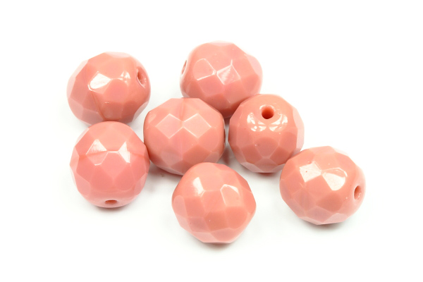 Broušené korálky ohňovky 10 mm, 10 ks - sytá růže