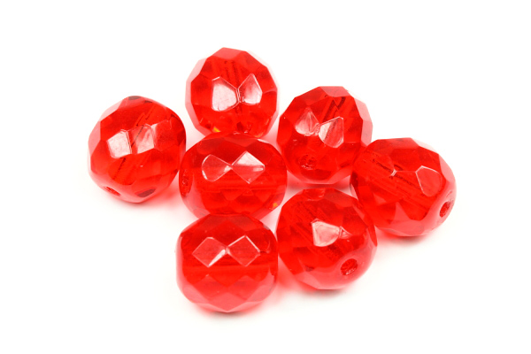 Broušená kulička "ohňovka" 10 mm, 16 ks/16 cm - transparentní světlý siam
