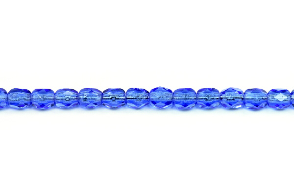 Broušená kulička ohňovka 4 mm, 40 ks/16 cm - transparentní safírově modrá