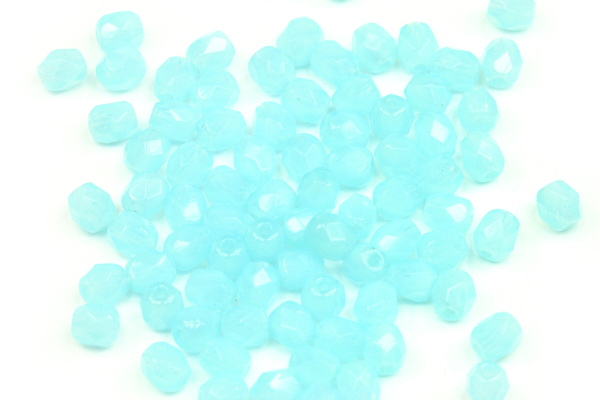 Broušená kulička ohňovka 4 mm, 40 ks/16 cm - modrý aqua opál